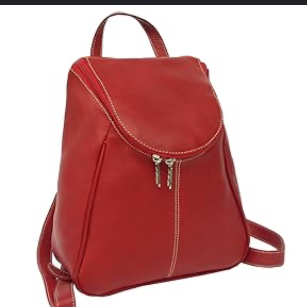 Piel Full grain genuine leather, cowhide Red backpack vintage inspired